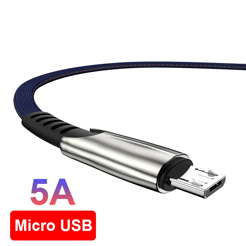 Плетеный Micro USB кабель для передачи данных 2.4A из цинкового сплава Huawei Y3 Y5 Y6 Y9 Xiaomi