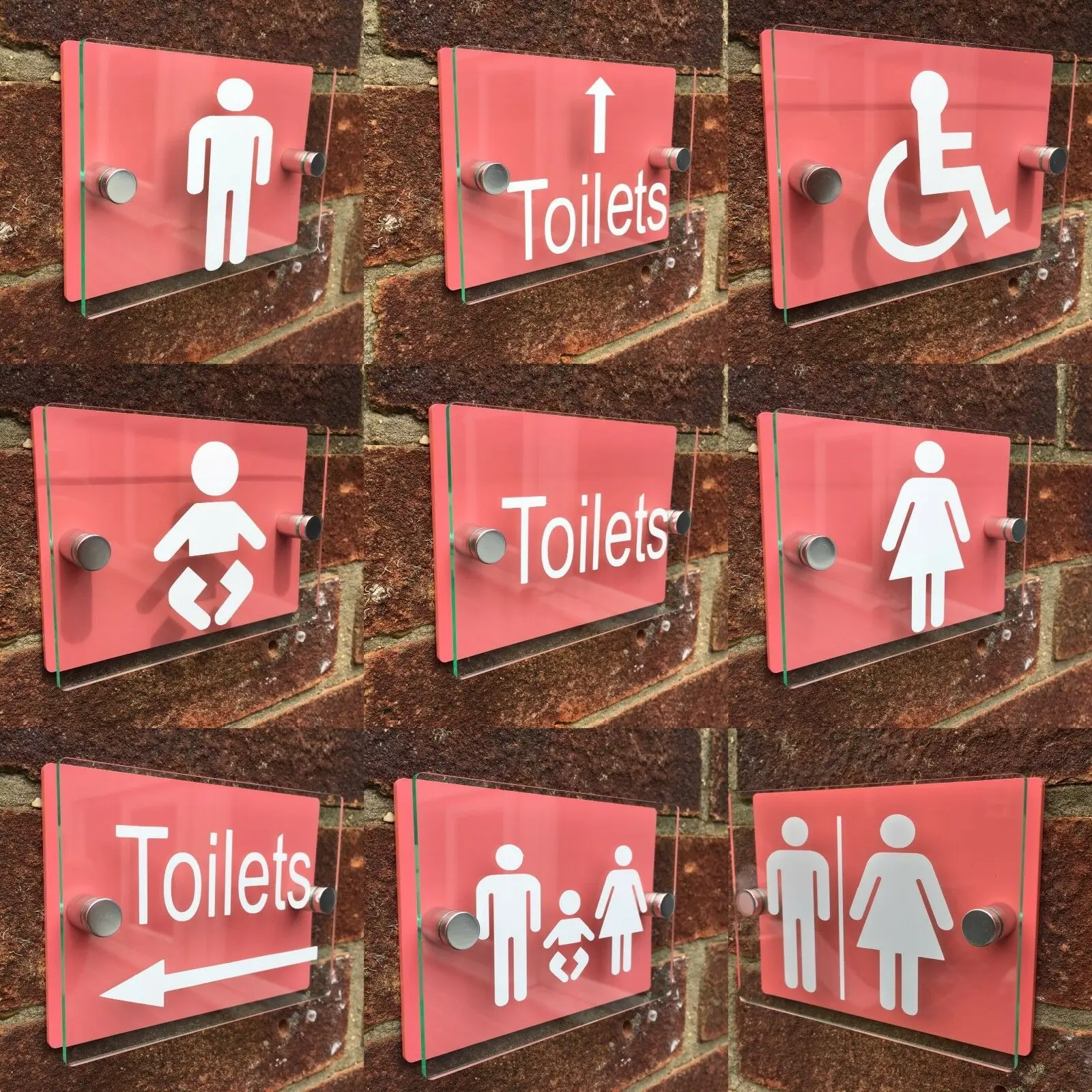 CustomizeMODERN GLASS EFFECT ACRYLIC LIGHT RED/PINK TOILET SIGNS UNISEX/MALE/FEMALE/BABY | Обустройство дома