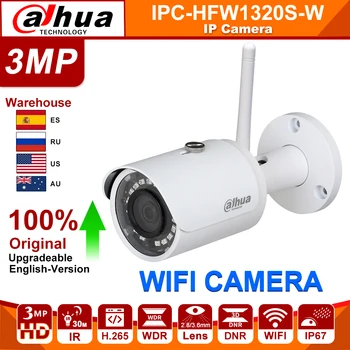 

Dahua Original IPC-HFW1320S-W 3MP WiFi 30M IR IP67 SD Card Slot Smart IR BLC HLC DWDR Wireless Upgradeable Mini Bullet IP Camera