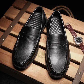 

Shoes Men Genuine Leather Loafers Soft Mocassin Homme Chaussure High Quality Dress Formal Shoes Driving Boat Flats Shoes Gommino