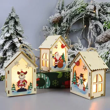

Led Light Wood Christmas House Nice Illuminated Wooden House DIY Gift Window Decoration Navidad Fairy Light Christmas Gift