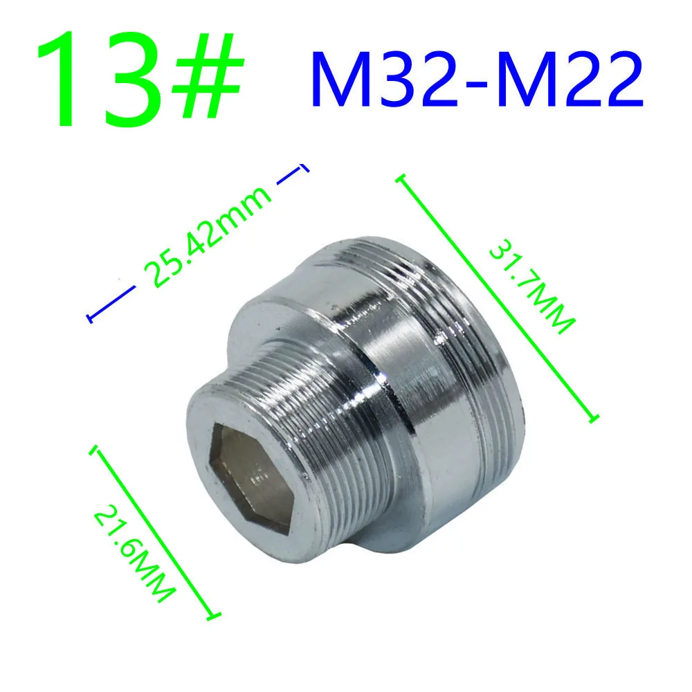 Silver 1/2" M16 M17 M18 M19 M20 M22 M24 M28 M32 Thread Connector Brass For Faucet Conversion Repair Tap Adapter 1pc