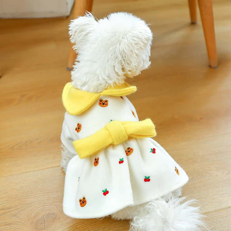 PETCIRCLE-Roupa para Cachorro, Queijo Bowknot, Vestido de