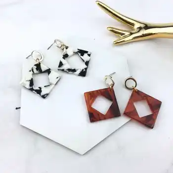 

Aretes Brinco Korean Cross-border New Jewelry Temperament Simple Square Geometry Acrylic Acetate Earrings Ear Nails Wholesale
