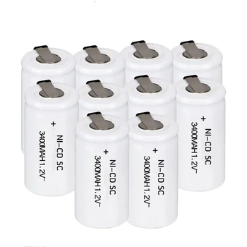 

10pcs/lot SC battery rechargeable NI-CD 1.2v 3400mah batteria battery Free Shipping