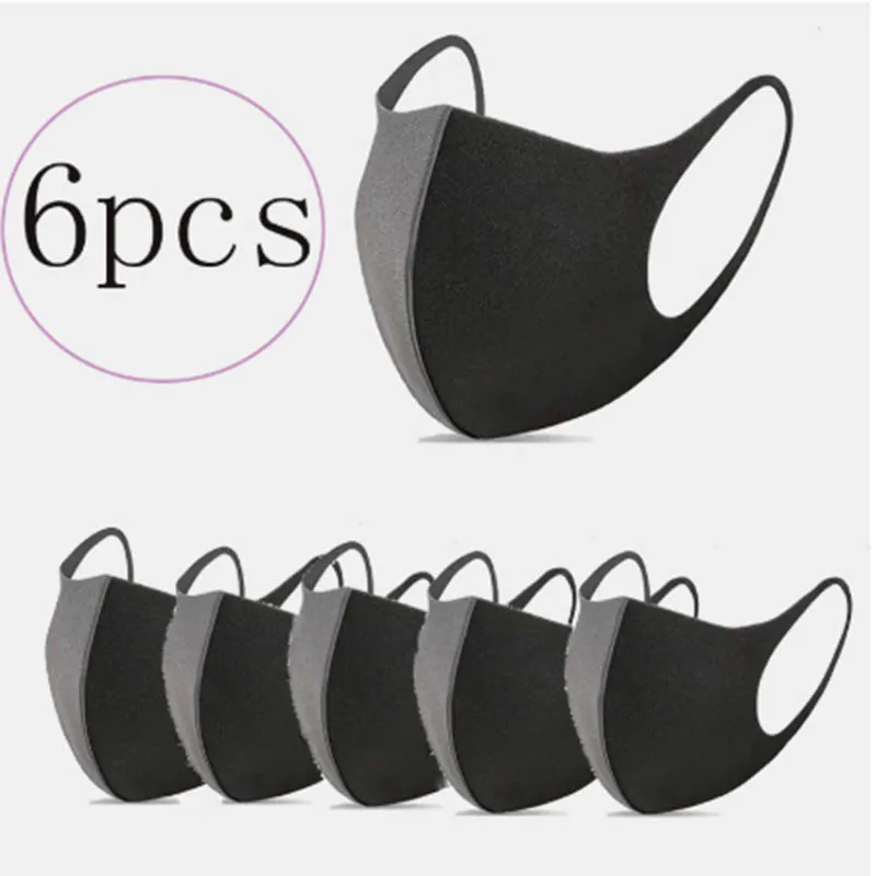 

6Pcs Washable FPP3/N95 KF94 Face Mask Anti Dust Mouth Mask PM2.5 Outdoor Environment Mouth Mask Facial Ati-bacteria Black Mask