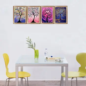 

4 Pack 5D DIY Diamond Painting Kits Wishing Tree Full Drill Rhinestone Embroidery Cross Stitch Home Decor Q6PE