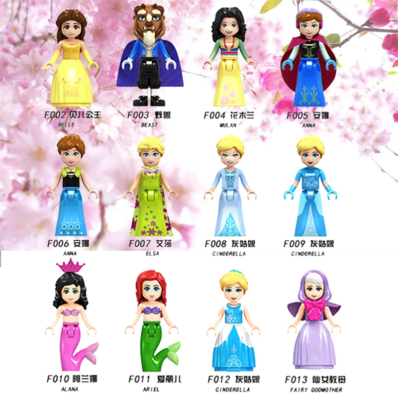 

Legoing Friends For Girl Princess Cinderella Mermaid Belle Beauty Beast Heart Figures Building Blocks Brick Toys Legoings Friend