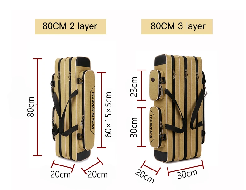 Высокая емкость 2/3 слой 80-120 см Рыболовная Сумка Многоцелевой Плотный нейлоновый материал водонепроницаемый прочный рыболовный стержень сумка XA152G