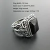 Real 925 Sterling Silver Vintage Rings For Men Natural Black Onyx Stone Square Shape Hollow Cross Flower Carved Punk Jewelry ► Photo 2/6