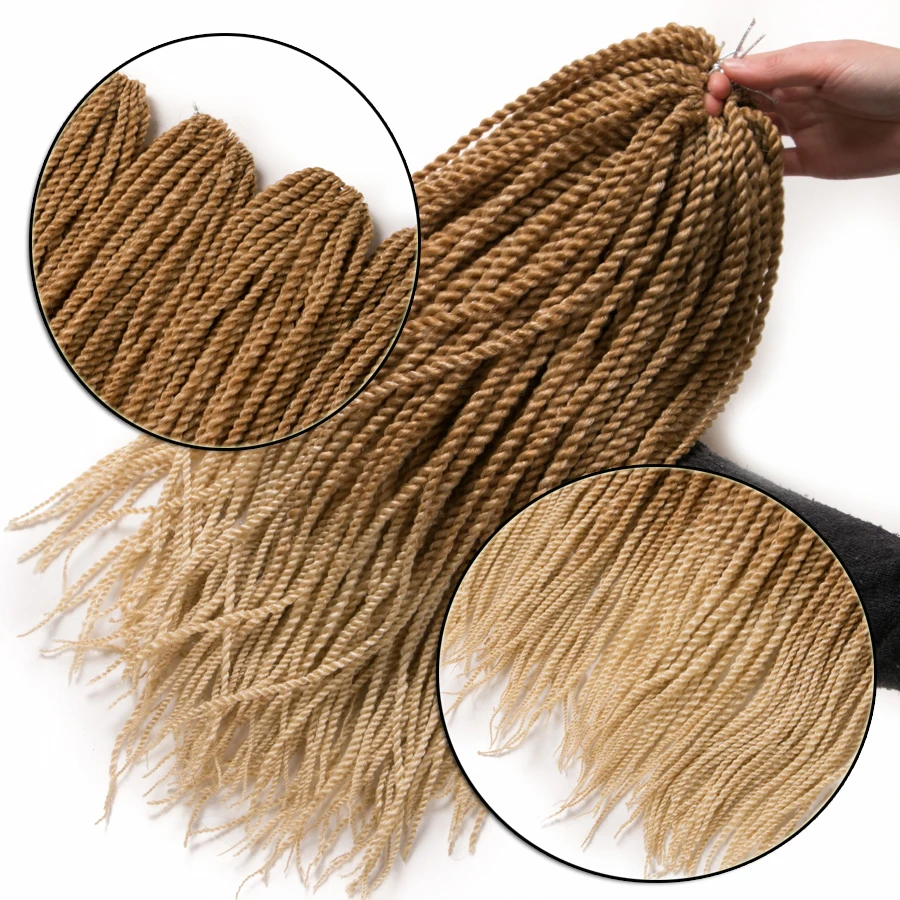 Омбре крючком косички 30 прядей/Упаковка 18 '', маленькие Сенегальские крученые волосы синтетические косички наращивание волос