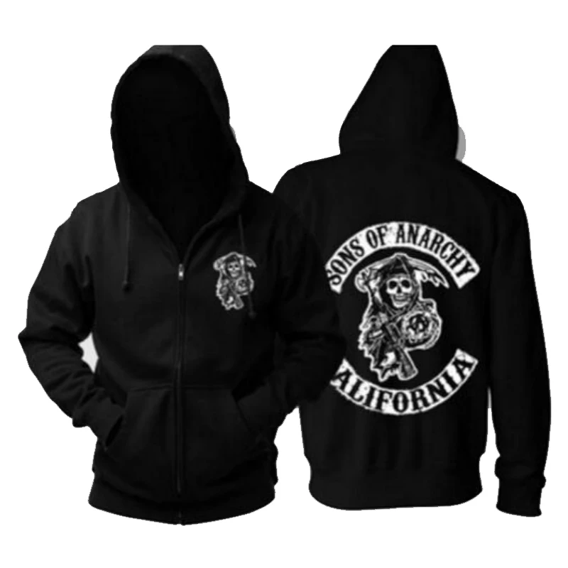 Sons of жилет анархия ТВ SOA Косплэй костюм Для мужчин Толстовки с капюшоном на молнии