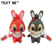 Флеш-накопитель TEXT ME, 64 ГБ, usb 2,0, 4 ГБ, 8 ГБ, 16 ГБ, 32 ГБ, флеш-накопитель, милый, серый, розовый, модель, кролик, мультфильм, usb