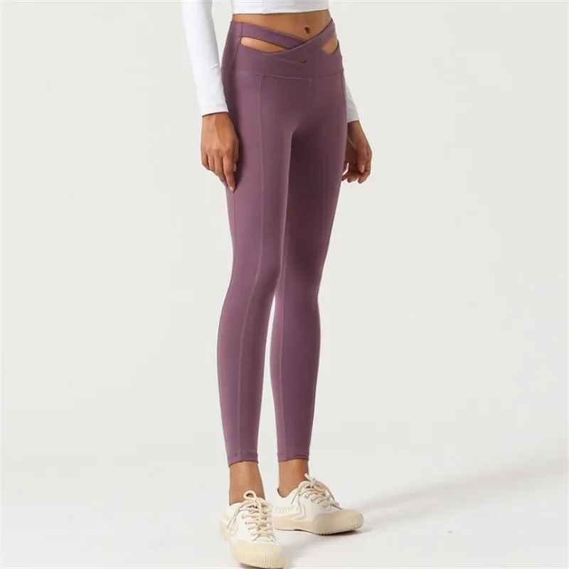 2020 new Yoga Pant Fitness soft high waist Gym fitness Sports fashion cross waist design leggings hips lift sports trousers