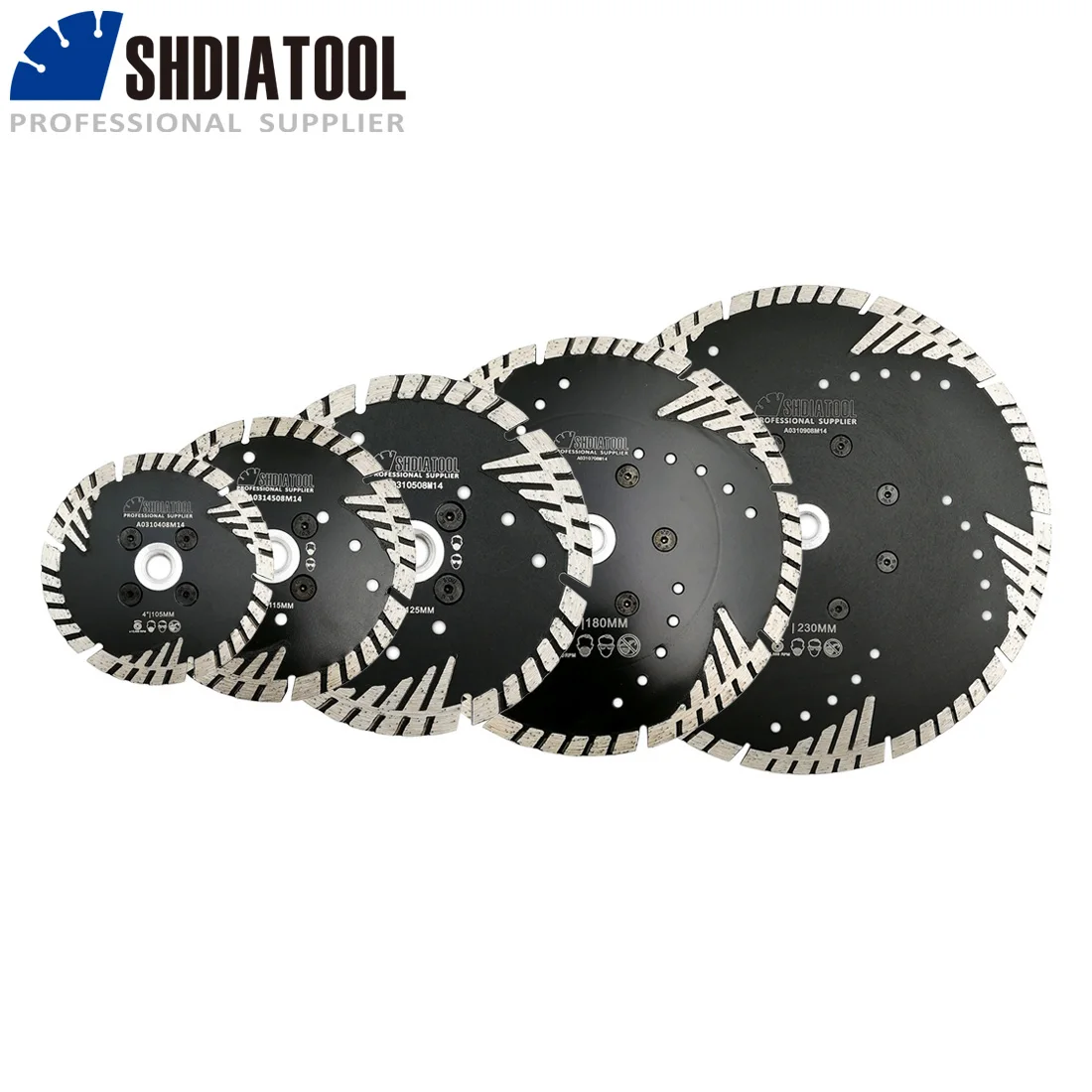 

SHDIATOOL Hot pressed Diamond turbo Blade with Slant protection teeth Diamond Blades for stone concrete cutting with M14 FLANGE