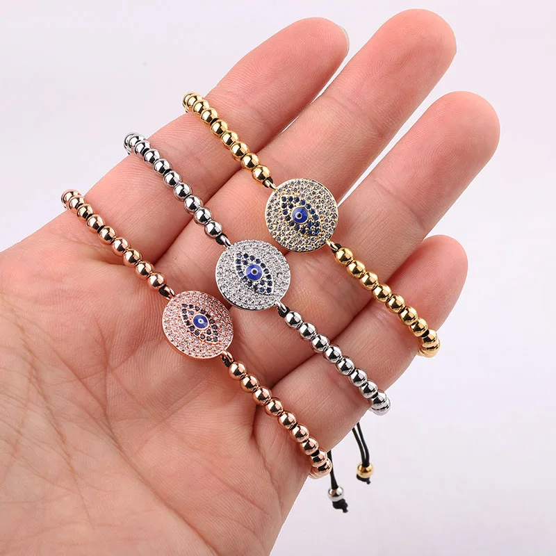 High Quality New Fashion Stainless Steel Beads CZ Pave Evil Eye Charm Braided Friendship Macrame Bracelet Women Men - Image 6