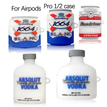 

Vodka Style Silicone Earphone Case For Airpods 1/2 Pro Case 3D Cartoon Classic Beer 1664 Wine Bottle Cover For Airpods Pro 1 2