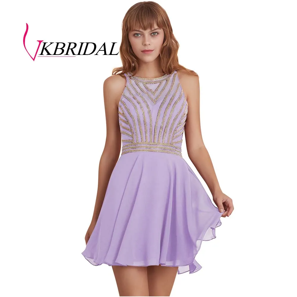 VKBRIDAL платья для выпускного, Бургунди Новая коллекция сексуальное короткое платье для выпускного вечера с открытой спиной - Цвет: lilac