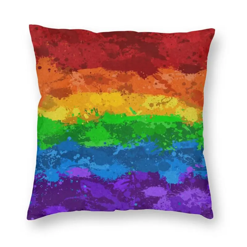 

Nordic Style LGBT Rainbow Paint Splatter Flag Throw Pillow Cover Decoration GLBT Gay Pride Cushion Cover 45x45 for Living Room