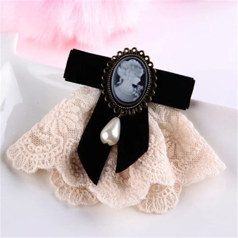 black 4 Черный бант винтажные Броши лента бант Ретро Воротник Шпильки рубашка корсаж галстук-платок Свадебная бижутерия броши женский подарок Вечерние - Metal color: black 4
