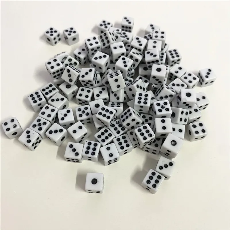 100 Pcs/lot 8*8*8mm 6 Sided Square Point Dice Puzzle Game Cube For DIY Board Game Accessory