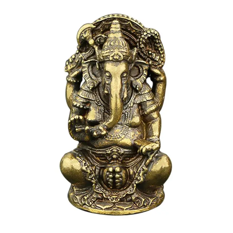 Классическая твердая медь Ганеша Будда Статуэтка украшения ручной работы слон Бог скульптура Будды, статуя рабочего стола ремесла