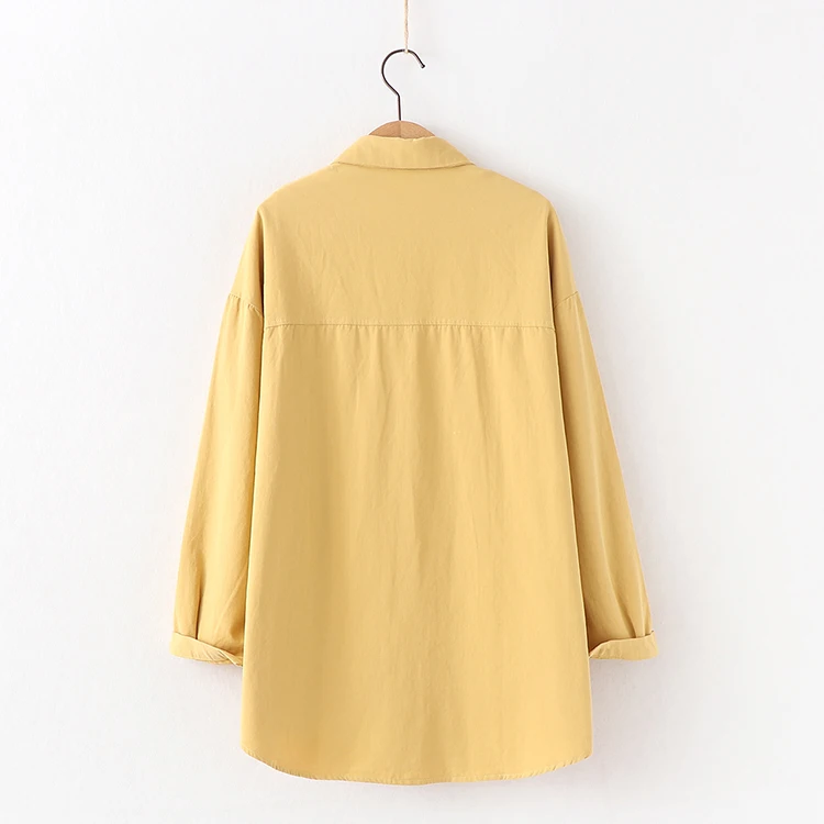 Fresh Simple Solid Color Loose Shirt Women Autumn New Woman Casual Long Sleeve Blouse Cotton Office Blouses Tops Blusas