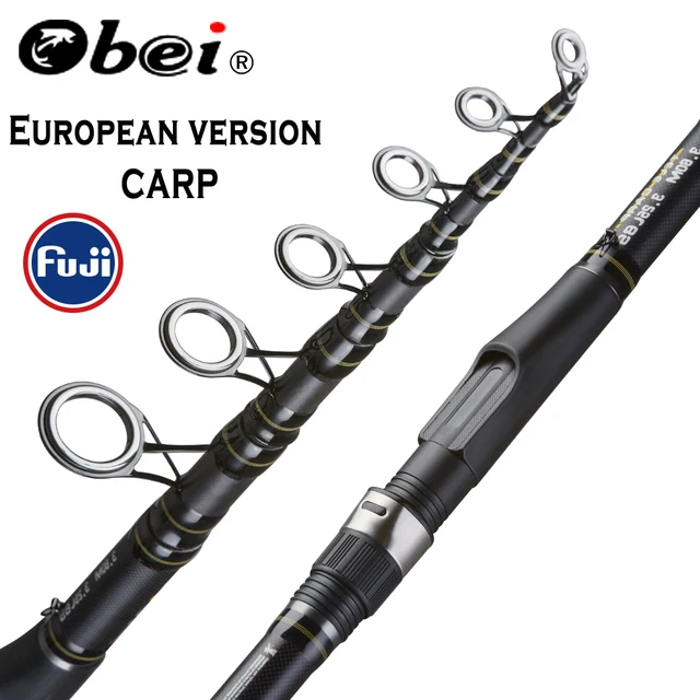 US $34.77 OBEI Carp Fishing Rod 3.3 3.6m Carbon Fiber Telescopic Spinning Rod pesca 3.25lb power 80-200g 11' 