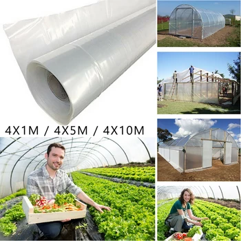 

4*1/5/10M Transparent Plastic Greenhouse Poly Film Polytunnel Hot House Cover Various For Gardeners Growers And Farmers