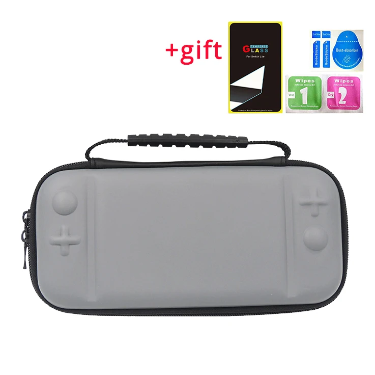 gray with film Чехол для nintendo Switch Lite сумка для хранения для переключателя мини стеклянный чехол с защитной пленкой для экрана для nintendo Switch мини аксессуары - Цвет: gray with film