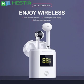 

D019 Bluetooth Earphones Wireless HD Bass Sound Stereo Power Display Headphones Hands-free Light Weight Noise Reduction Earbuds