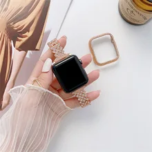 

Stainless steel Strap for apple watch band 44mm 40mm Diamond correa 42/38mm Metal bracelet iWatch series 7 6 5 4 3 Se 41mm 45mm