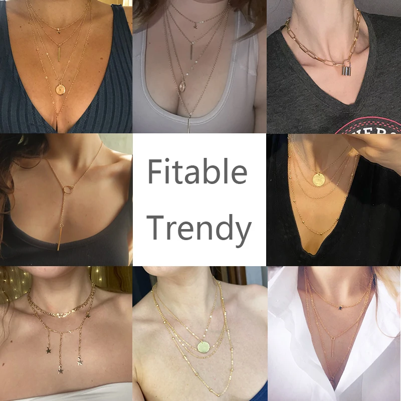 Gold Chain Necklace Chokers For Women Gold Silver Color Geometric Pendant  Necklaces Boho Statement Party Jewelry - Price history & Review, AliExpress Seller - Fitable Trendy Store