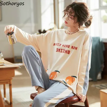 

Women Pajamas New Spring Sleepwear Korean Style Casual Female Pyjamas Womens Soft Chic Long Sleeve Trendy Homewear Sweet Loose
