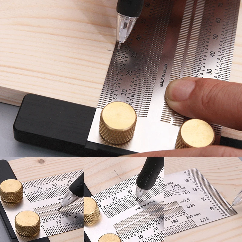 180-400mm Woodworking Scribe T-type Ruler Hole Scribing ruler woodworking crossed-out tool Marking