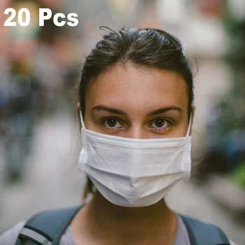 

20Pcs Disposable Face Mask Non-woven 3 Layer Meltblown Cloth Mask Disposable Earloop Face Masks Anti-Dust Mouth Face Mask