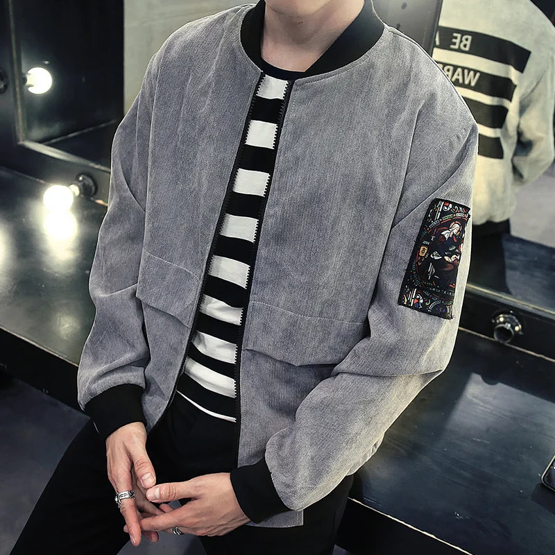 Куртка бомбер мужская повседневная винтажная в стиле хип хоп на молнии|bomber jacket