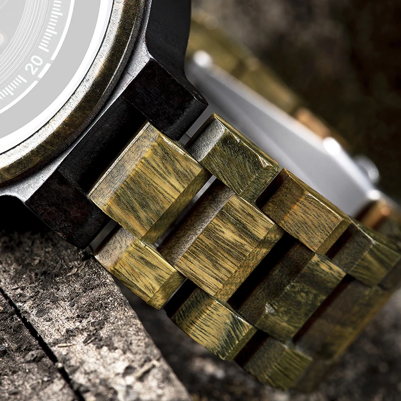 Зеленые часы с корпусом из сандалового дерева BOBOBIRD кварцевые наручные часы Хронограф Авто Дата часы relogio masculino лучший подарок V-S22