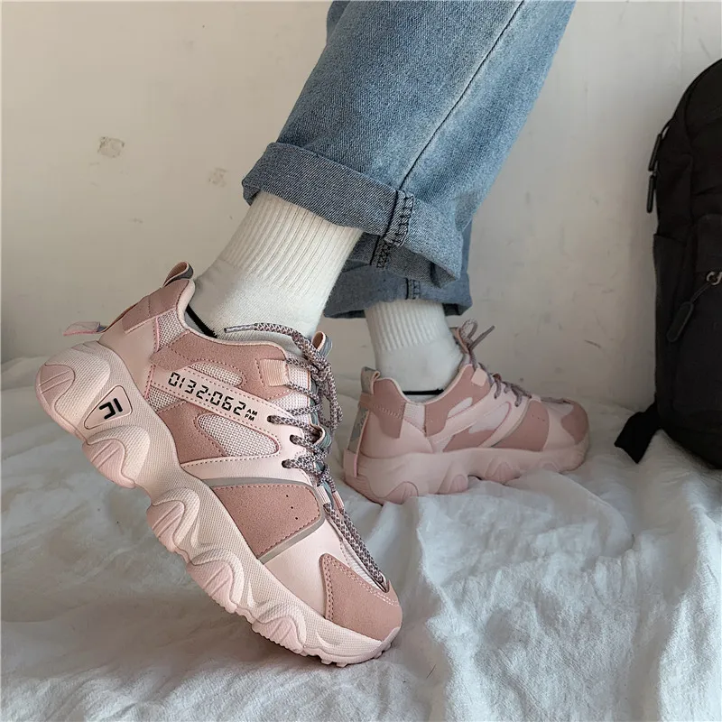 

2019 Sneakers Women Chunky Platform Shoes Fashion Breathable Mesh Casual Shoes Women Dad Shoe Vulcanized Shoes Mujer Plataforma
