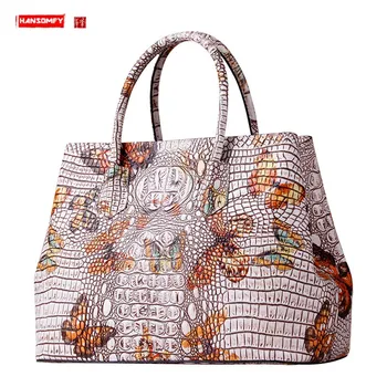 

Large Capacity Leather Women's Bag 2020 New Crocodile pattern Leather Women Handbags Fashion Big shoulder messenger Bag Vintage
