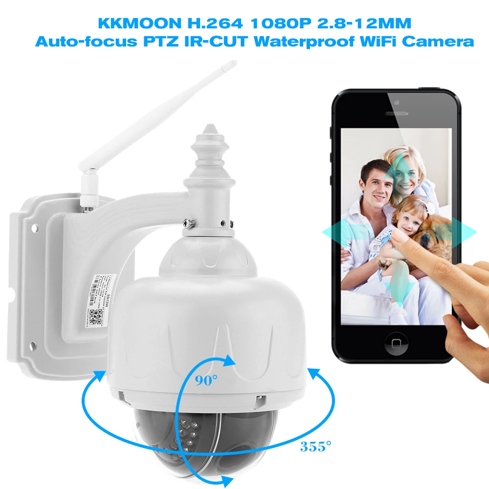 KKmoon HD 1080P Беспроводная IP камера WiFi камера видеонаблюдения 2,8-12 мм автоматическая фокусировка PTZ Водонепроницаемая камера видеонаблюдения