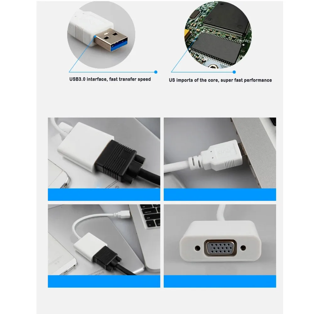 USB 3,0 к VGA Мульти-дисплей адаптер конвертер внешняя видеокарта Белый USB 2,0/3,0 драйвер порта диск