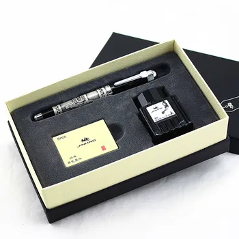 

JINHAO High Quality Metal Fountain Pen Set 0.5mm Nib with A Bottle Ink In Gift Case Luxury Ink Gift Pens for Business