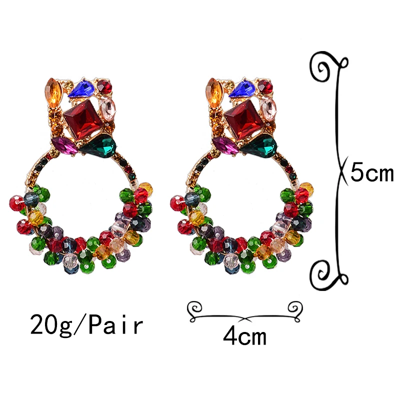 New Geometric Colorful Rhinestone Dangle Drop Earrings High-Quality Crystals Beads Jewelry Accessories For Women Wholesale
