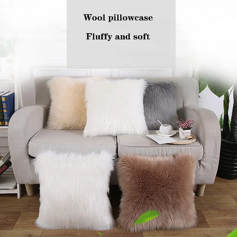 Sofa plush pillows, Long hair comfortable and soft pillowcases, Fluffy