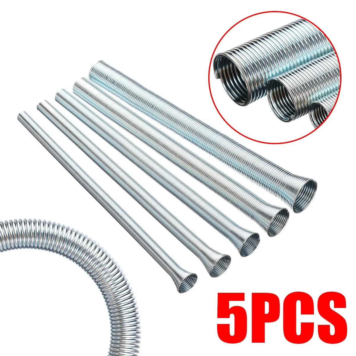 5Pcs Silver Spring Bending Tube Kit CT-102-L Spring Pipe Bender 21cm Length Spring Tube Bender Sets 1/4