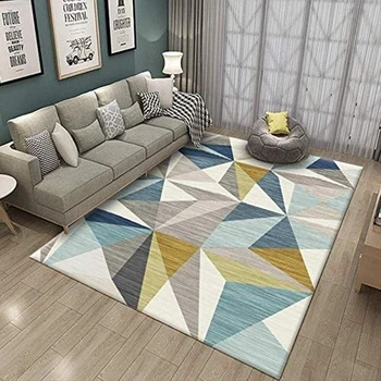

Nordic Blue White Geometric Pattern Carpet For Living Room Yellow Grey Area Rug Coffee Table Mat Bedroom Yoga Pad Bedside Blanke
