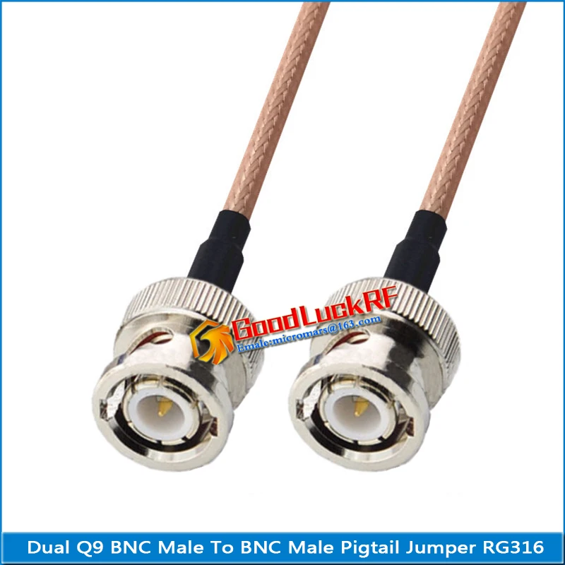 

1X Pcs Dual Q9 BNC Male To BNC Male Plug Pigtail Jumper RG316 Extend Cable RF Connector Dual Male Low Loss