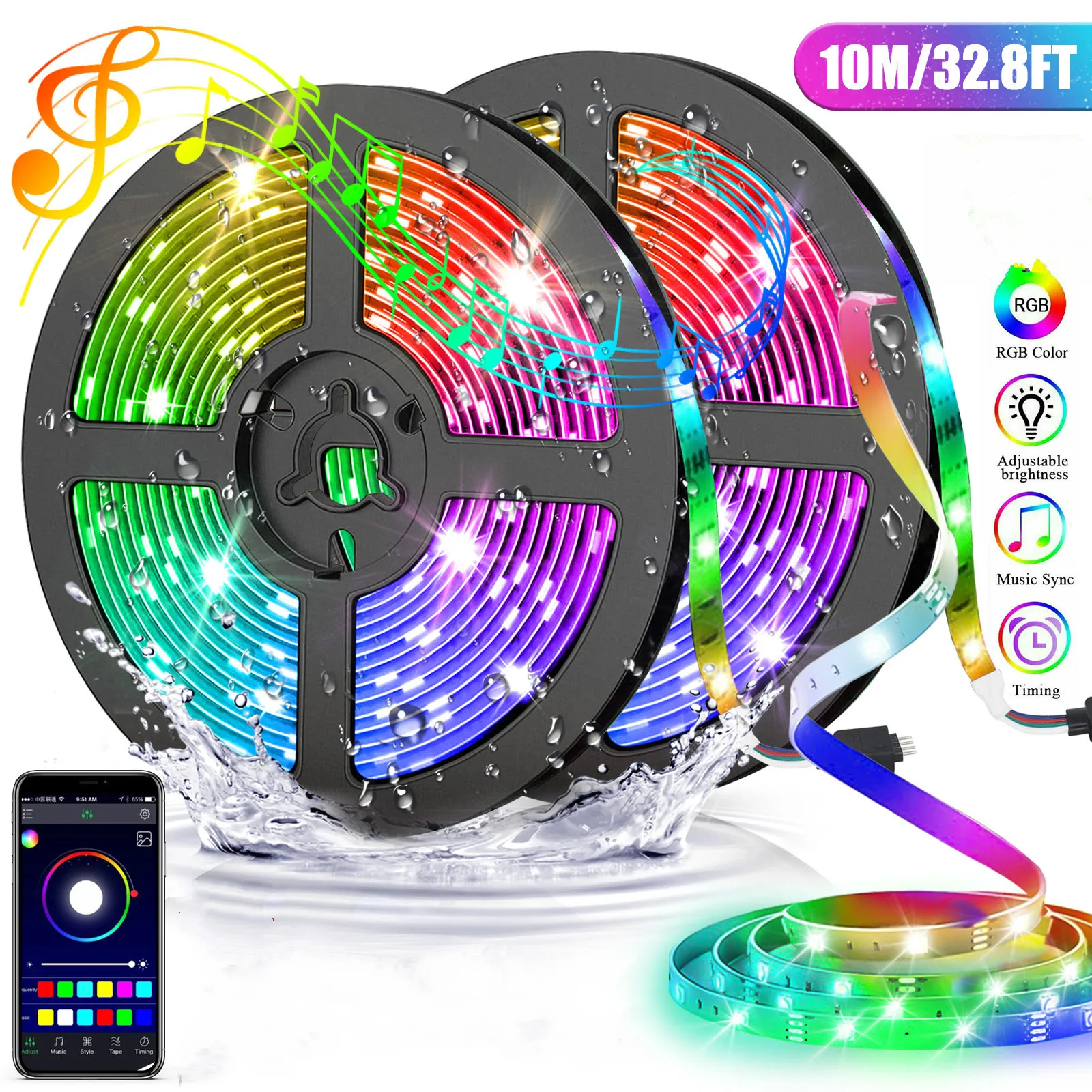 

Smart Pixel LED Light Controller,RGB LED Light Strip,LED Waterproof Smart WiFi Strip Light Kit Working with Android and iOS