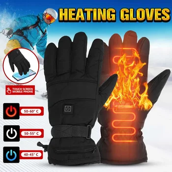 

2pcs Winter Heated Gloves 3 Modes Adjust Warmers Thermal Outdoor Sports Motorcycle Windproof Touch Screen Antiskid Gloves